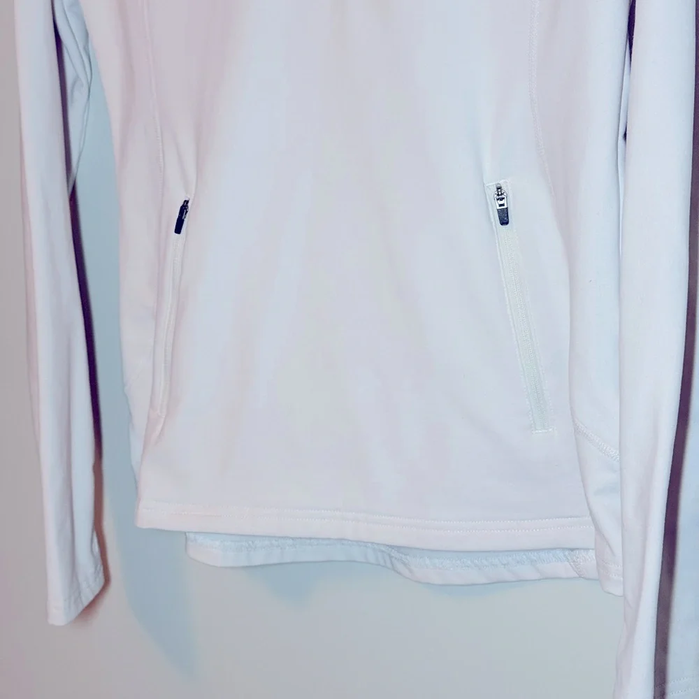 Womens White 1/4 Zip Athletic top - Picture 3 of 4